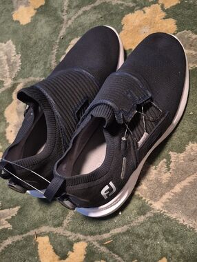 FootJoy Black Slip-On Golf Shoes with White Midsole